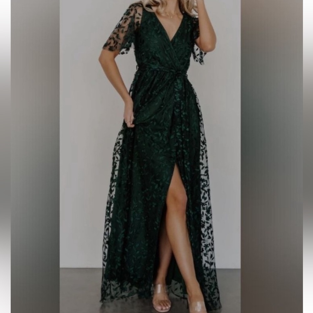Baltic Born Dark Green Lace Maxi Dress